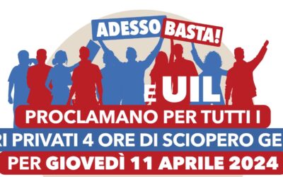 MORTI BIANCHE, FISCO, LAVORO: GIOVEDÌ 11 APRILE SI FERMA IL LAVORO PRIVATO